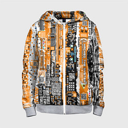 Детская толстовка на молнии Киберпанк паттерн жёлтый