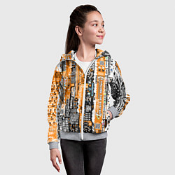 Толстовка на молнии детская Киберпанк паттерн жёлтый, цвет: 3D-меланж — фото 2
