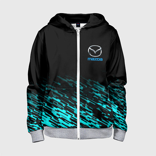 Детская толстовка на молнии Mazda голубые краски / 3D-Меланж – фото 1