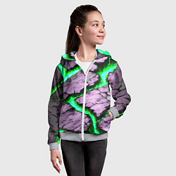 Толстовка на молнии детская Треснувший камень зелёный, цвет: 3D-меланж — фото 2