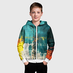 Толстовка на молнии детская Ржавчина сине-белая, цвет: 3D-белый — фото 2