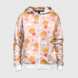 Детская толстовка на молнии Паттерн с милыми купидонами