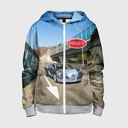 Детская толстовка на молнии Бугатти на трассе