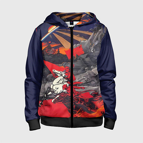 Детская толстовка на молнии Советский Союз - Заря Человечества / 3D-Черный – фото 1