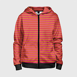 Детская толстовка на молнии Полосы красный розовый и оранжевый