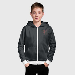 Толстовка на молнии детская Татьяна - красная вязью надпись, цвет: 3D-белый — фото 2