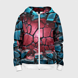 Толстовка на молнии детская Объемные слои разбитых плит, цвет: 3D-белый