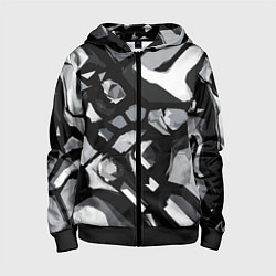 Толстовка на молнии детская Чёрно-серая абстракция, цвет: 3D-черный