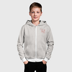 Толстовка на молнии детская Таня - красная надпись вязью, цвет: 3D-белый — фото 2