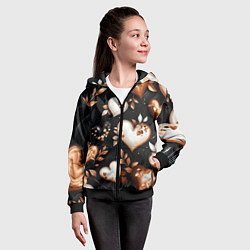 Толстовка на молнии детская Сердечки и листочки, цвет: 3D-черный — фото 2