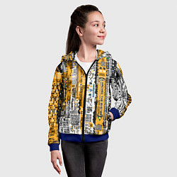 Толстовка на молнии детская Cyberpunk pattern yellow, цвет: 3D-синий — фото 2