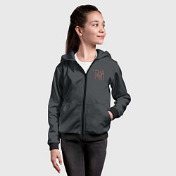 Толстовка на молнии детская Вязью Татьяна - красная надпись, цвет: 3D-черный — фото 2