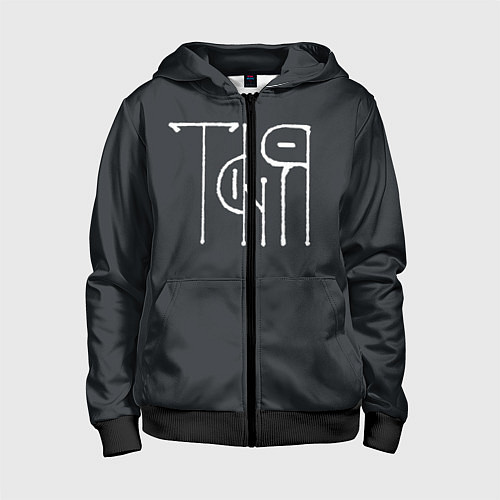 Детская толстовка на молнии Таня вязью - белая надпись / 3D-Черный – фото 1