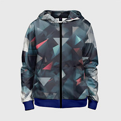 Толстовка на молнии детская Абстрактный взрыв и осколки, цвет: 3D-синий