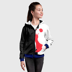 Толстовка на молнии детская Девушка в красном платье, цвет: 3D-синий — фото 2