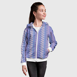 Толстовка на молнии детская Сиреневый с узором паттерн, цвет: 3D-белый — фото 2