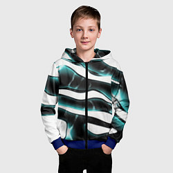 Толстовка на молнии детская Абстрактный черно-зеленый камуфляж, цвет: 3D-синий — фото 2