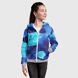Толстовка на молнии детская Камуфляж в синих оттенках, цвет: 3D-меланж — фото 2