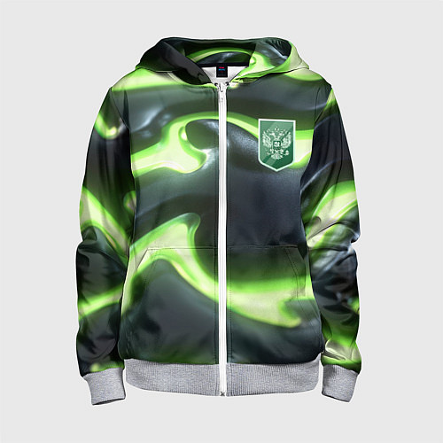 Детская толстовка на молнии Зеленый неоновый камуфляж / 3D-Меланж – фото 1