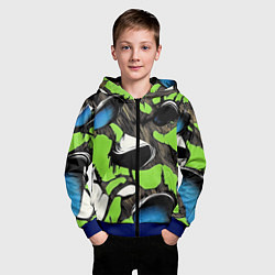 Толстовка на молнии детская Объемный камуфляж из слоев, цвет: 3D-синий — фото 2