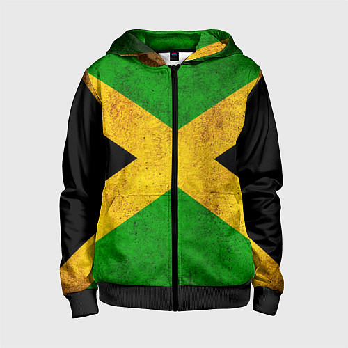 Детская толстовка на молнии Jamaica flag / 3D-Черный – фото 1