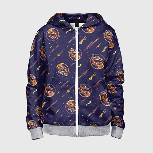 Детская толстовка на молнии Mortal Kombat logo pattern / 3D-Меланж – фото 1