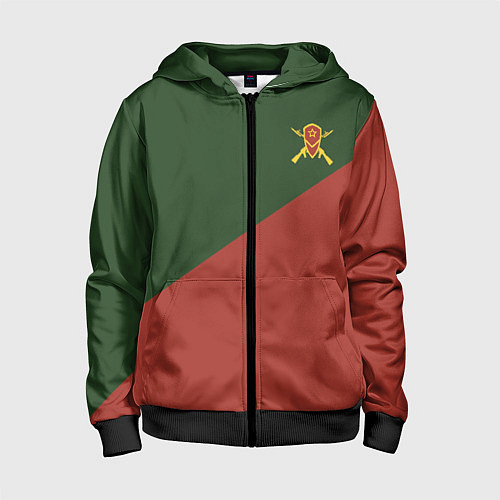 Детская толстовка на молнии Мотострелковые войска: герб со щитом / 3D-Черный – фото 1