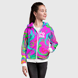 Толстовка на молнии детская Abstract floral pattern - aloha, цвет: 3D-белый — фото 2