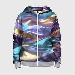 Толстовка на молнии детская Космические мягкие волны, цвет: 3D-меланж
