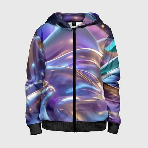 Детская толстовка на молнии Волны космические / 3D-Черный – фото 1