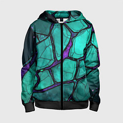 Детская толстовка на молнии Зеленые плиты с фиолетовым разломом
