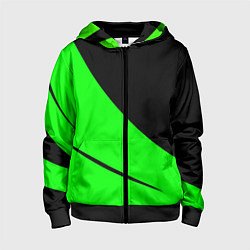 Детская толстовка на молнии Чёрный с зелёным двуцветный