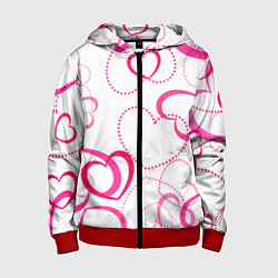 Толстовка на молнии детская Подборка сердец, цвет: 3D-красный