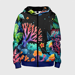 Толстовка на молнии детская Космический подводный мир, цвет: 3D-синий