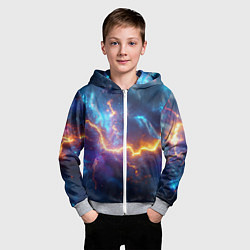 Толстовка на молнии детская Космическая молния текстура, цвет: 3D-меланж — фото 2