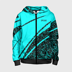 Детская толстовка на молнии Sport голубой с чёрным в крапинку