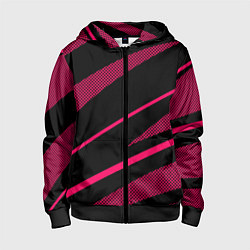 Детская толстовка на молнии Чёрный с розовым абстракция полосы