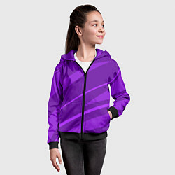 Толстовка на молнии детская Фиолетовый однотонный абстракция с полосой, цвет: 3D-черный — фото 2