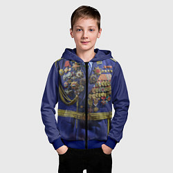 Толстовка на молнии детская Парадный китель генерала с медалями, цвет: 3D-синий — фото 2