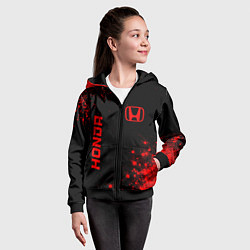 Толстовка на молнии детская Honda - red gradient вертикально, цвет: 3D-черный — фото 2