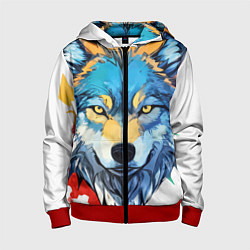 Детская толстовка на молнии Волк яркий арт