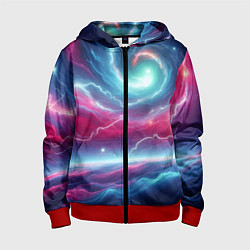 Детская толстовка на молнии Spiral neon galaxy - ai art fantasy