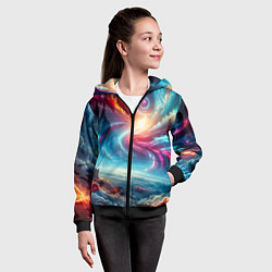 Толстовка на молнии детская Fantastic neon space landscape - ai art fantasy, цвет: 3D-черный — фото 2