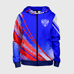 Детская толстовка на молнии Герб России на фоне цветов флага государства