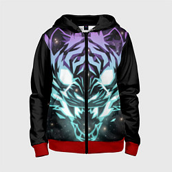 Толстовка на молнии детская Неоновый зверь, цвет: 3D-красный