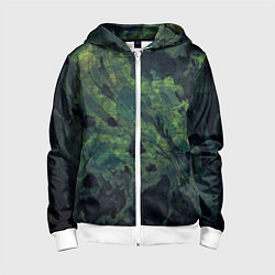 Толстовка на молнии детская Абстракция - green camouflage background, цвет: 3D-белый