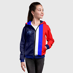 Толстовка на молнии детская Герб России и триколор, цвет: 3D-синий — фото 2