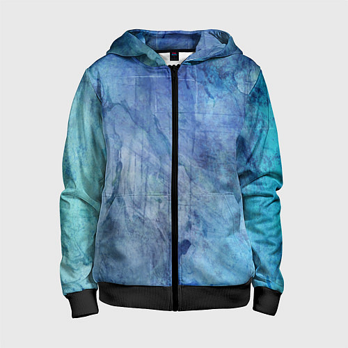Детская толстовка на молнии Абстракция - blue stone / 3D-Черный – фото 1