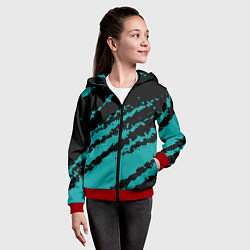 Толстовка на молнии детская The color is black and light blue, цвет: 3D-красный — фото 2