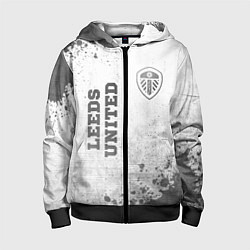 Толстовка на молнии детская Leeds United - white gradient вертикально, цвет: 3D-черный